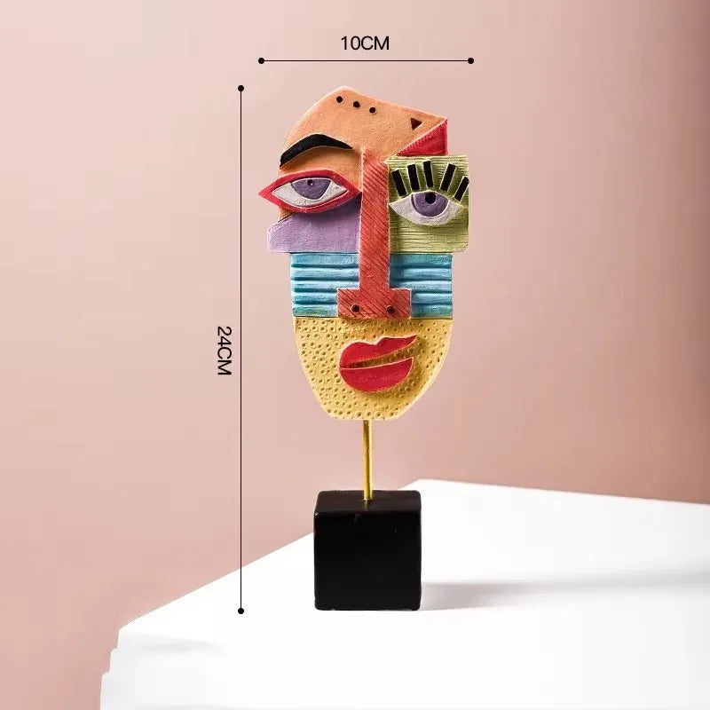 Nordic Style Abstract Face Art Sculptures – Modern Resin Figurines for Home Decor