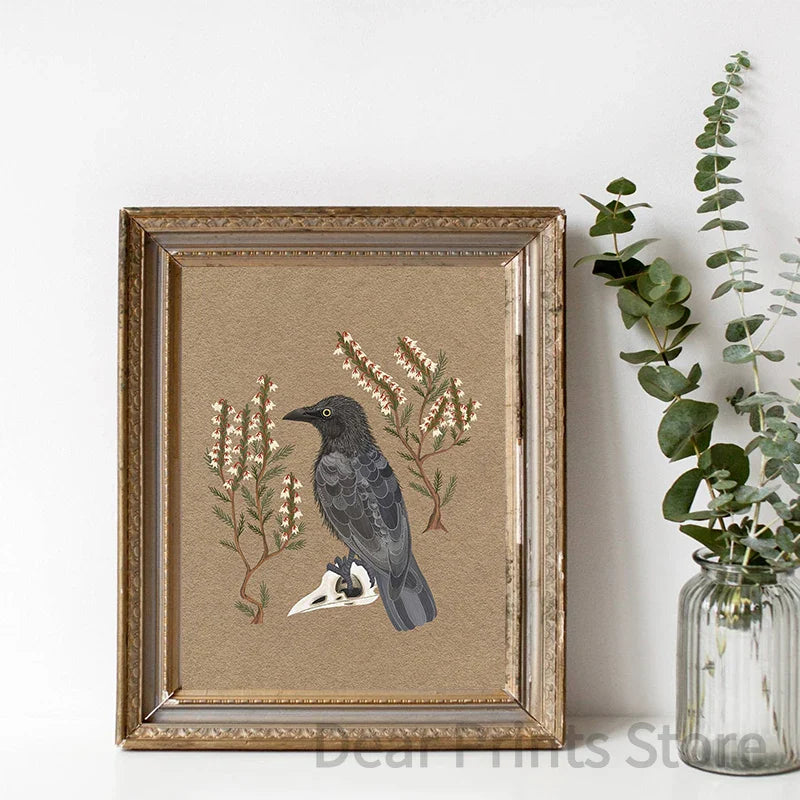 Northern Flicker Bird Art Prints – Gothic Raven Folk Art Crow Nature Posters