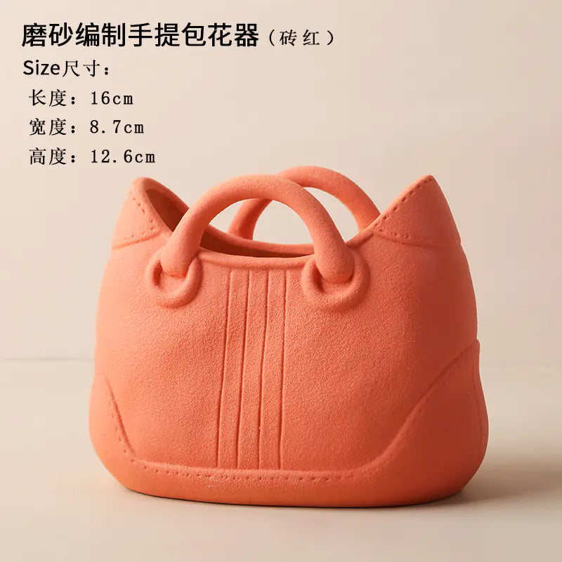Ceramic Handbag Vase – Modern Morandi Style Tote Flower Pot