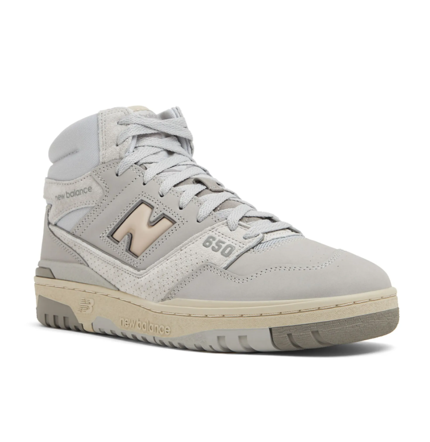 New Balance 650 Men’s Leather High-Top Sneakers – Light Grey – UK 6.5