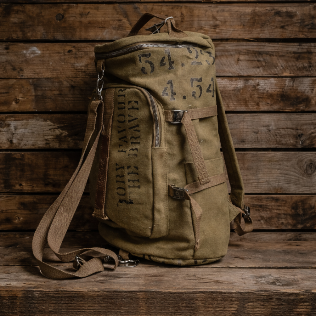 Uggly and Co Aviation Beige Cotton Canvas Military Duffle Bag