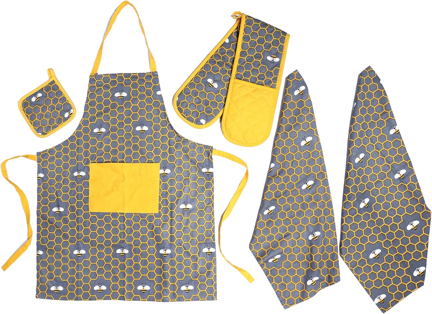 OLIVIA ROCCO 5-Piece Kitchen Set – Heat Resistant Apron, Oven Gloves & Towels