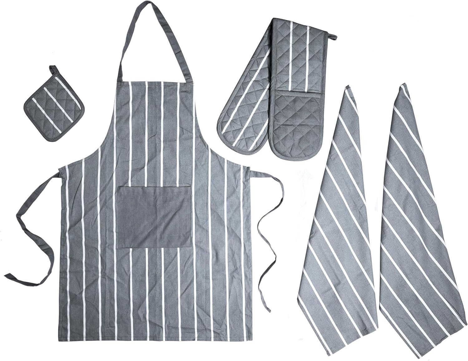 OLIVIA ROCCO 5-Piece Kitchen Set – Heat Resistant Apron, Oven Gloves & Towels