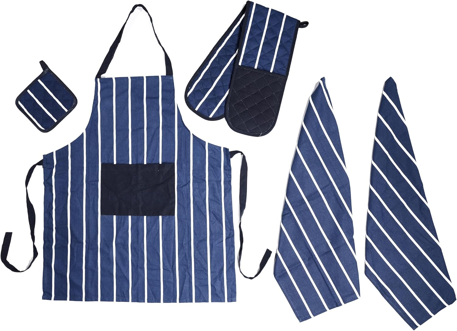 OLIVIA ROCCO 5-Piece Kitchen Set – Heat Resistant Apron, Oven Gloves & Towels