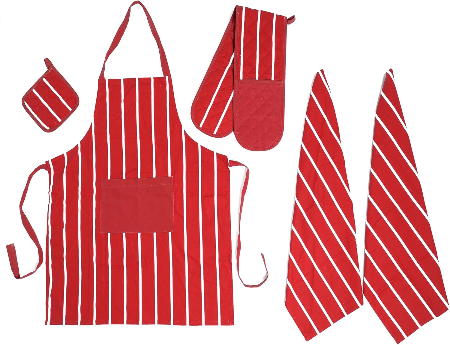 OLIVIA ROCCO 5-Piece Kitchen Set – Heat Resistant Apron, Oven Gloves & Towels