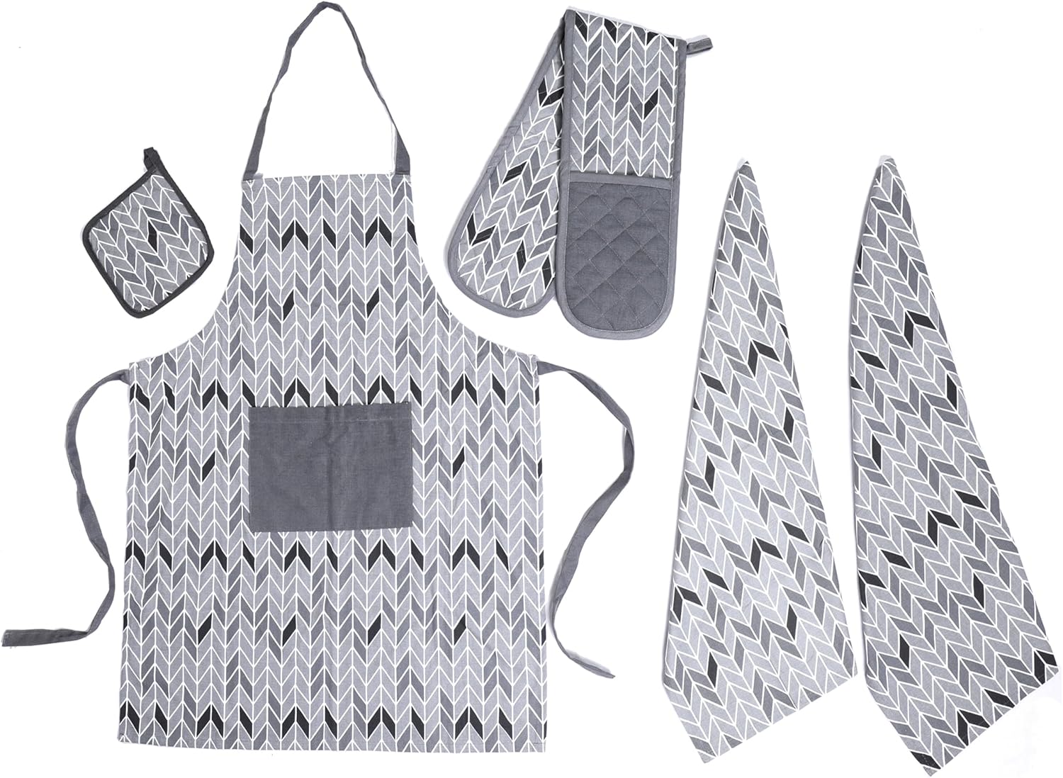 OLIVIA ROCCO 5-Piece Kitchen Set – Heat Resistant Apron, Oven Gloves & Towels