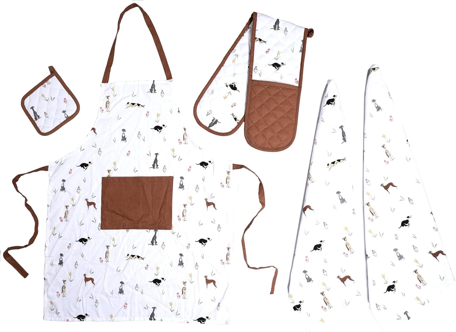 OLIVIA ROCCO 5-Piece Kitchen Set – Heat Resistant Apron, Oven Gloves & Towels