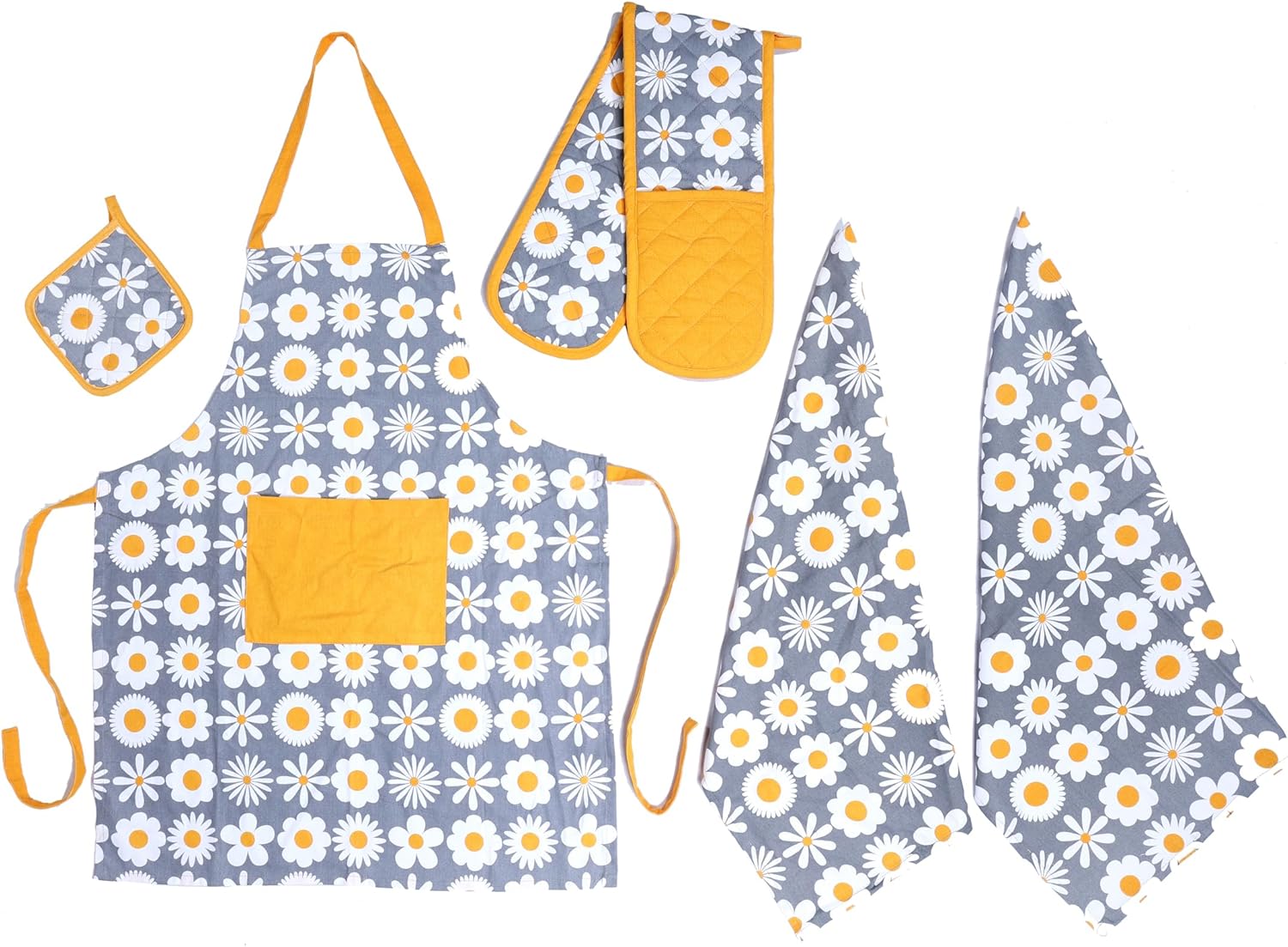 OLIVIA ROCCO 5-Piece Kitchen Set – Heat Resistant Apron, Oven Gloves & Towels