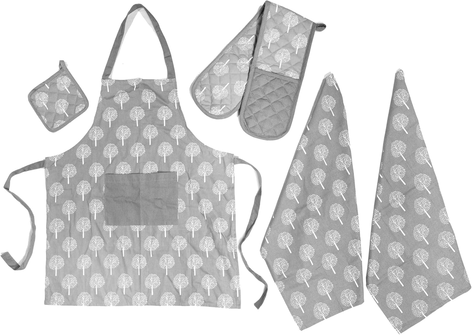OLIVIA ROCCO 5-Piece Kitchen Set – Heat Resistant Apron, Oven Gloves & Towels