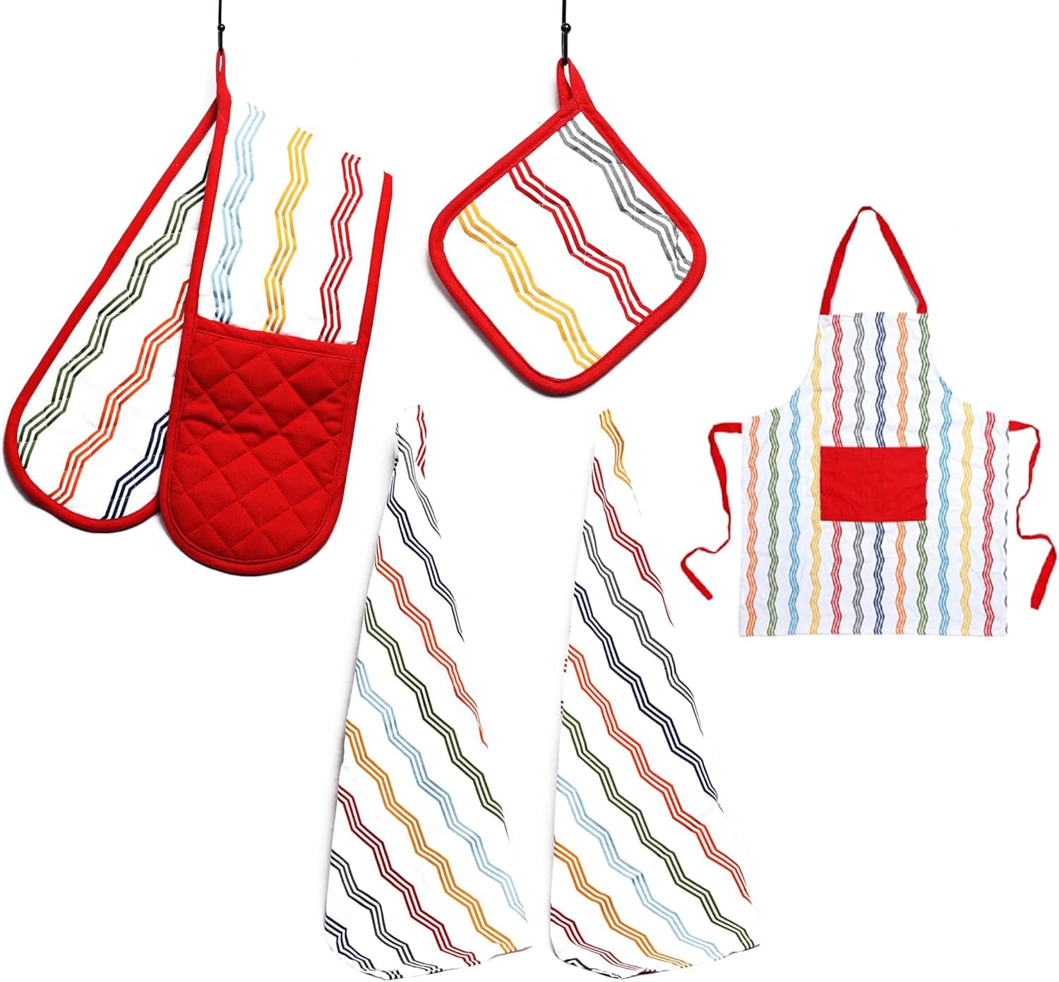 OLIVIA ROCCO 5-Piece Kitchen Set – Heat Resistant Apron, Oven Gloves & Towels