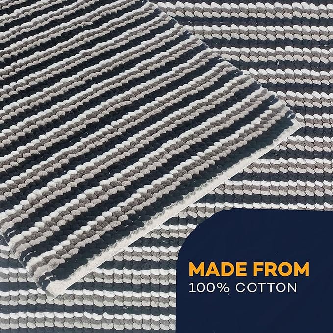 OLIVIA ROCCO Amalfi 2 Piece Bath Mat Set – 100% Cotton Plush Absorbent Rugs