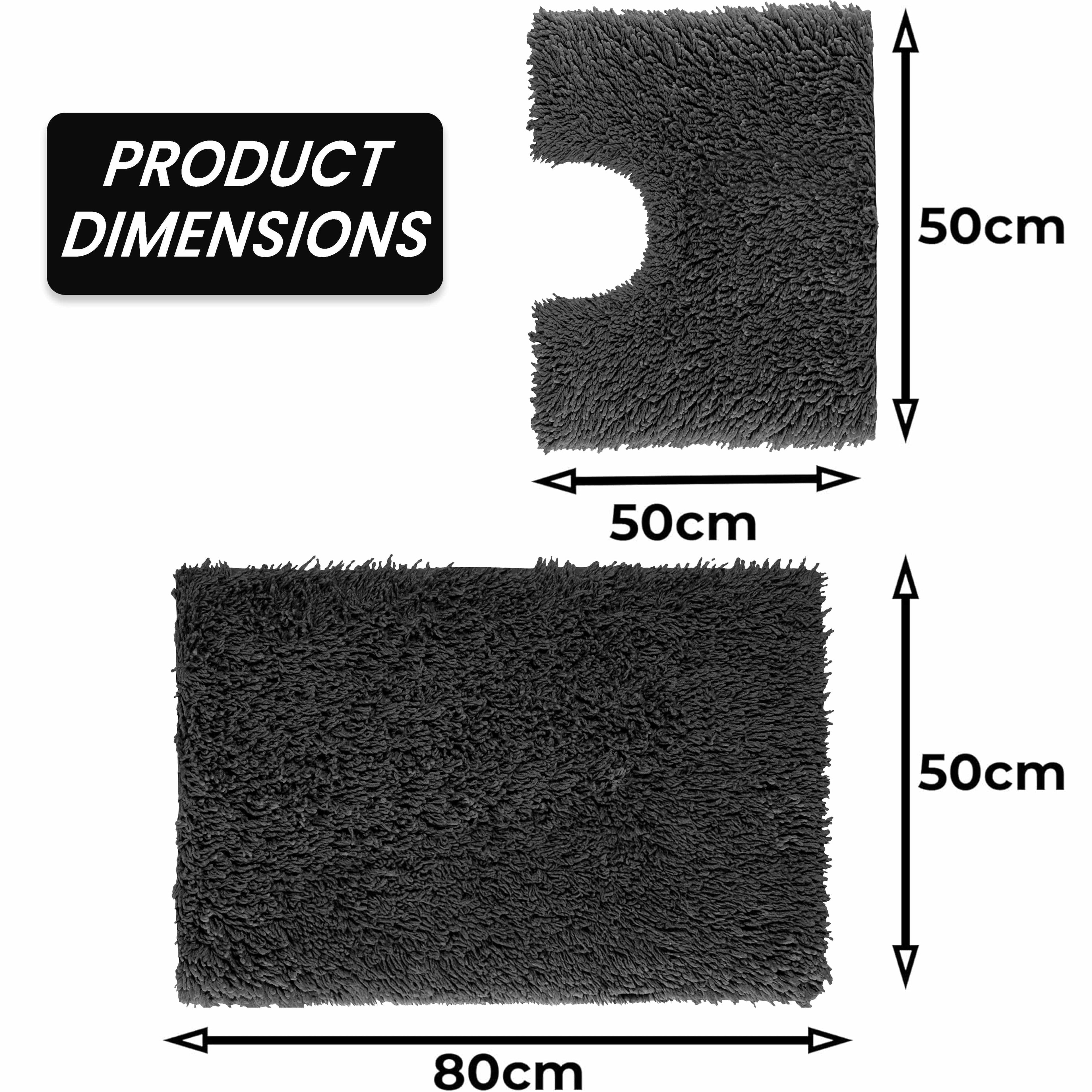 OLIVIA ROCCO Como 2 Piece Bath Mat Set – Non-Slip 100% Cotton Black
