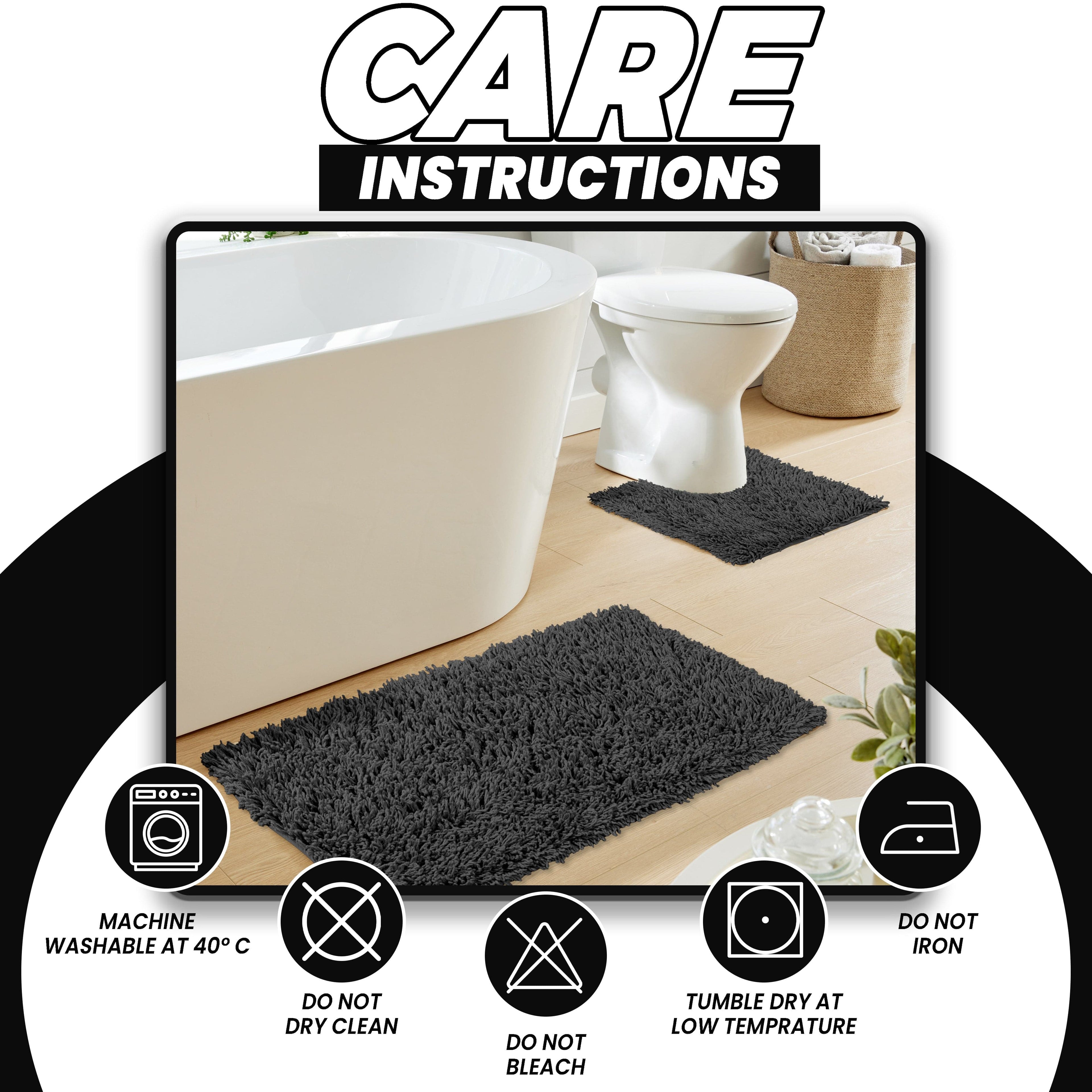 OLIVIA ROCCO Como 2 Piece Bath Mat Set – Non-Slip 100% Cotton Black