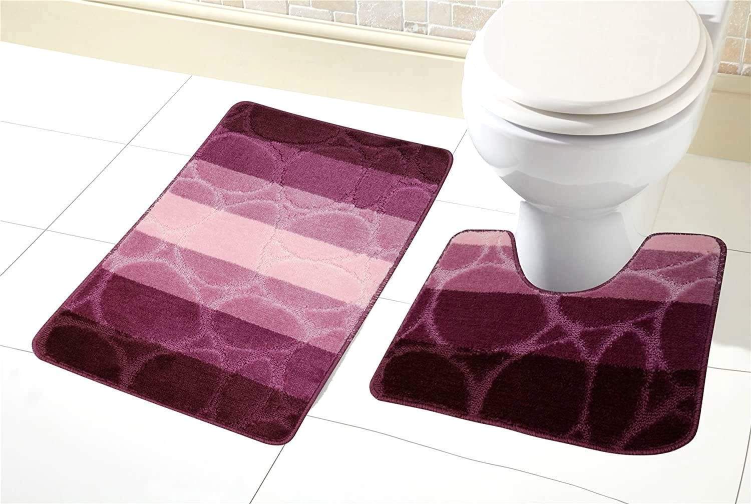 OLIVIA ROCCO Kaya Bath Mat and Pedestal Set – Non-Slip Absorbent 2 Piece