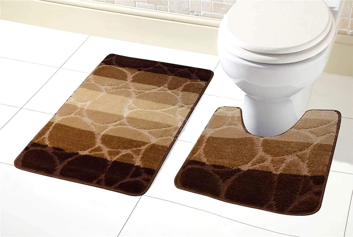 OLIVIA ROCCO Kaya Bath Mat and Pedestal Set – Non-Slip Absorbent 2 Piece