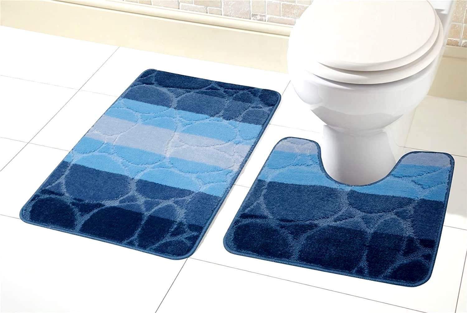 OLIVIA ROCCO Kaya Bath Mat and Pedestal Set – Non-Slip Absorbent 2 Piece