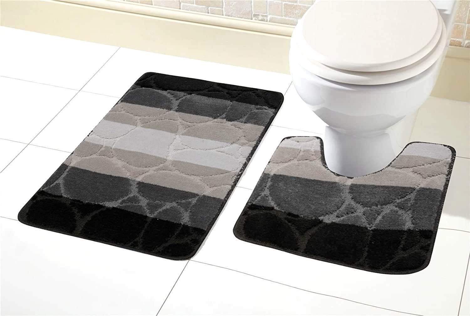 OLIVIA ROCCO Kaya Bath Mat and Pedestal Set – Non-Slip Absorbent 2 Piece