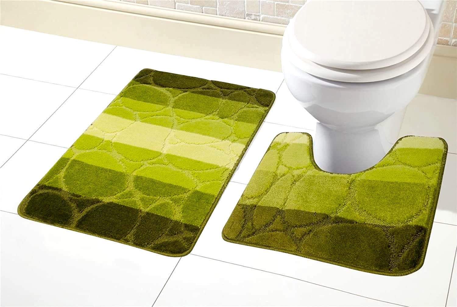 OLIVIA ROCCO Kaya Bath Mat and Pedestal Set – Non-Slip Absorbent 2 Piece