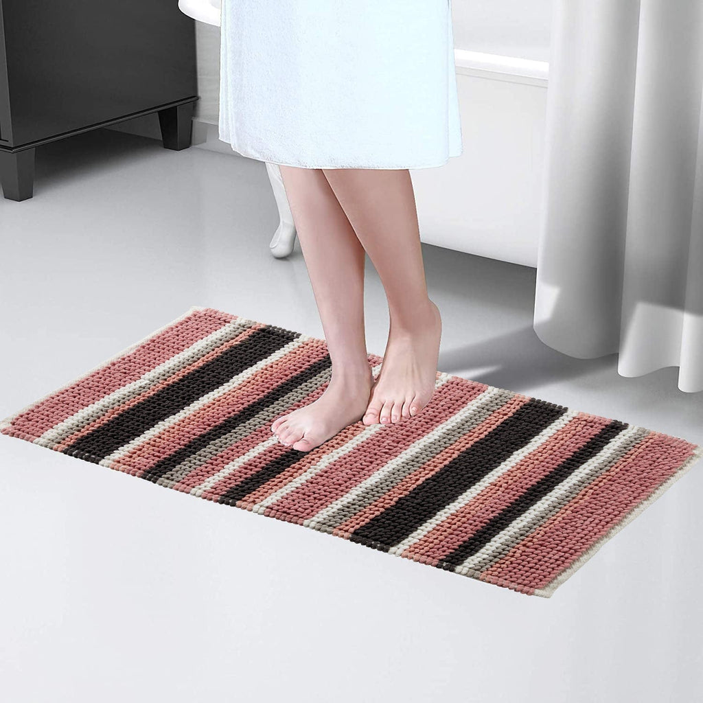 OLIVIA ROCCO Padstow Stripe Bathmat – Non-Slip Absorbent Rug, 50 x 80 cm