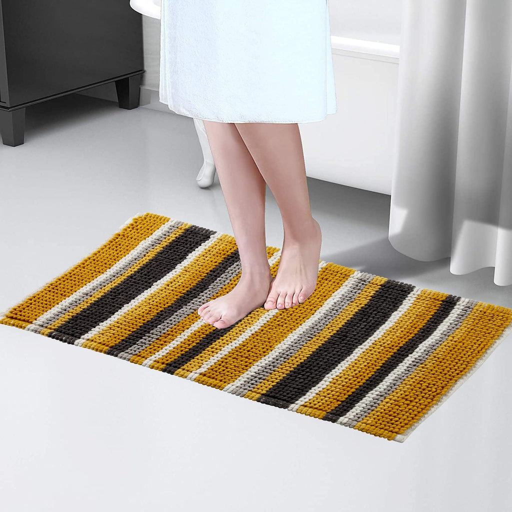 OLIVIA ROCCO Padstow Stripe Bathmat – Non-Slip Absorbent Rug, 50 x 80 cm