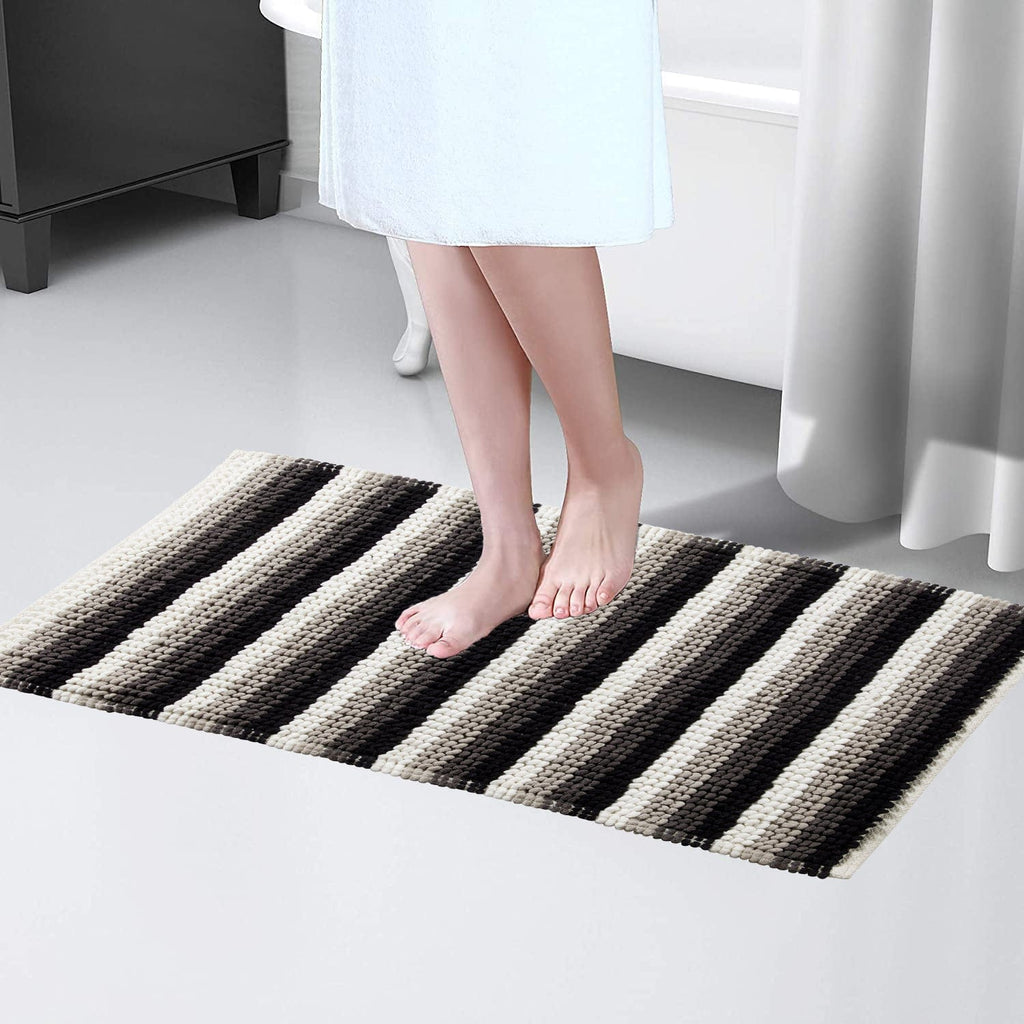 OLIVIA ROCCO Padstow Stripe Bathmat – Non-Slip Absorbent Rug, 50 x 80 cm