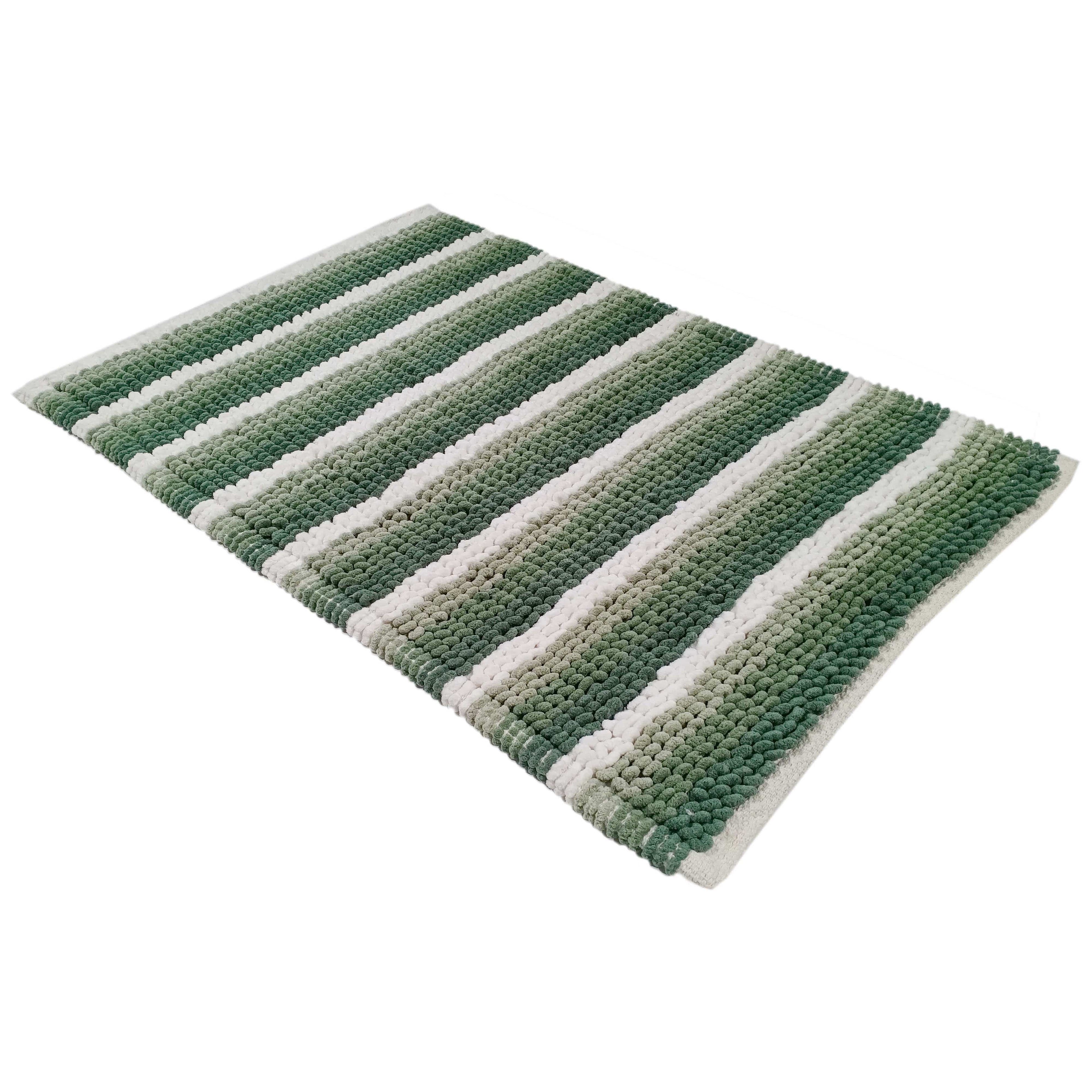 OLIVIA ROCCO Padstow Stripe Bathmat – Non-Slip Absorbent Rug, 50 x 80 cm
