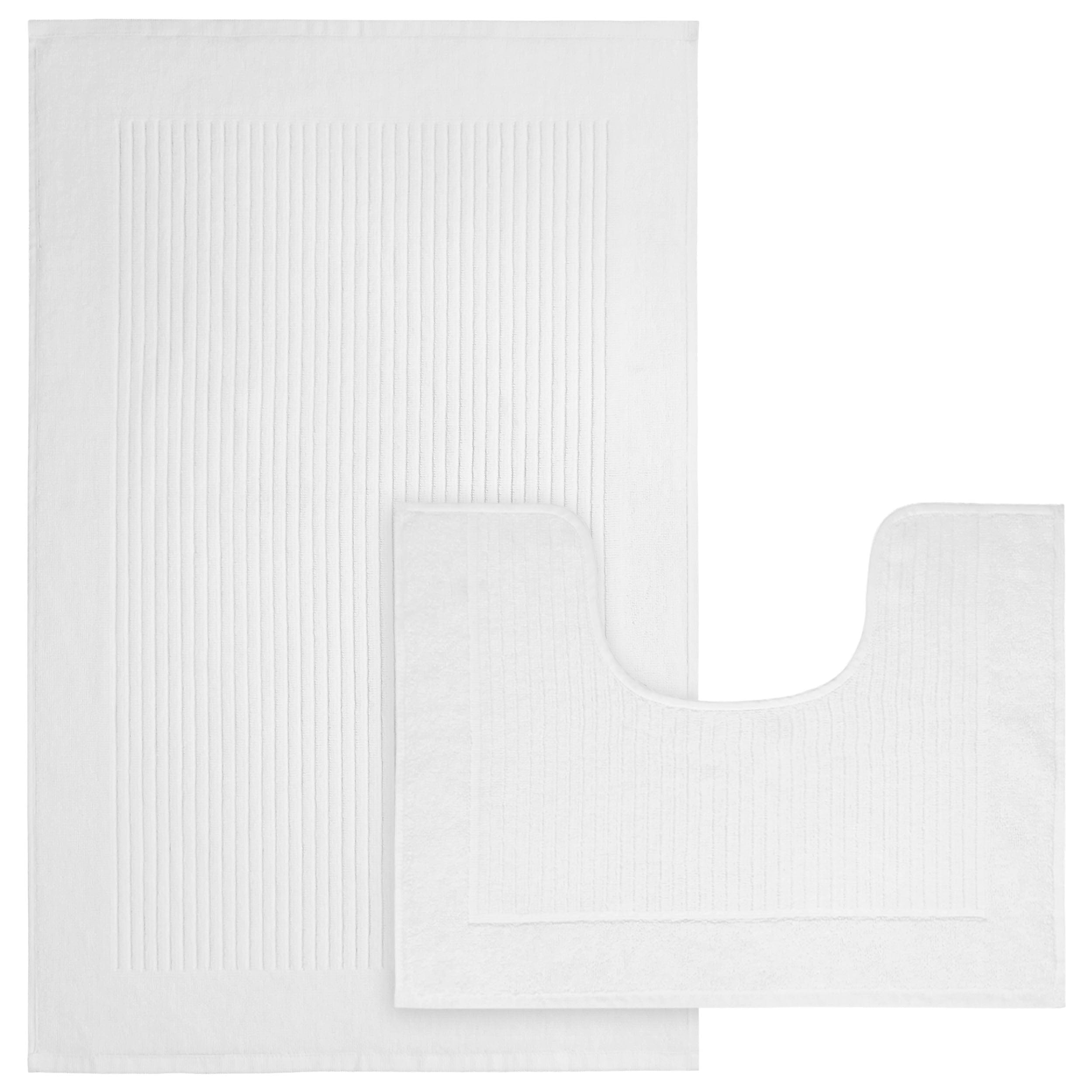 OLIVIA ROCCO Monaco 2 Piece Bath Mat Set – 100% Cotton Non-Slip Absorbent