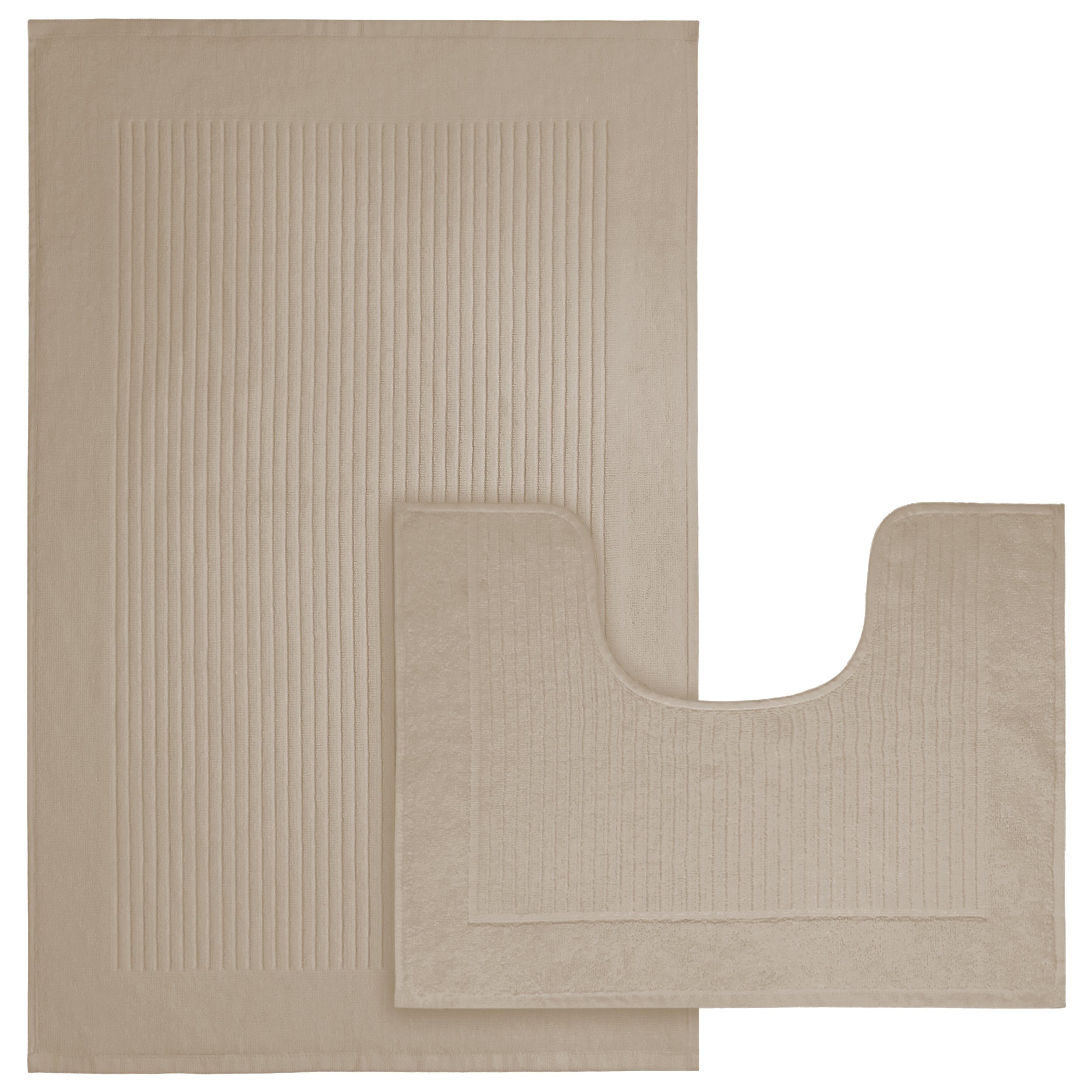 OLIVIA ROCCO Monaco 2 Piece Bath Mat Set – 100% Cotton Non-Slip Absorbent