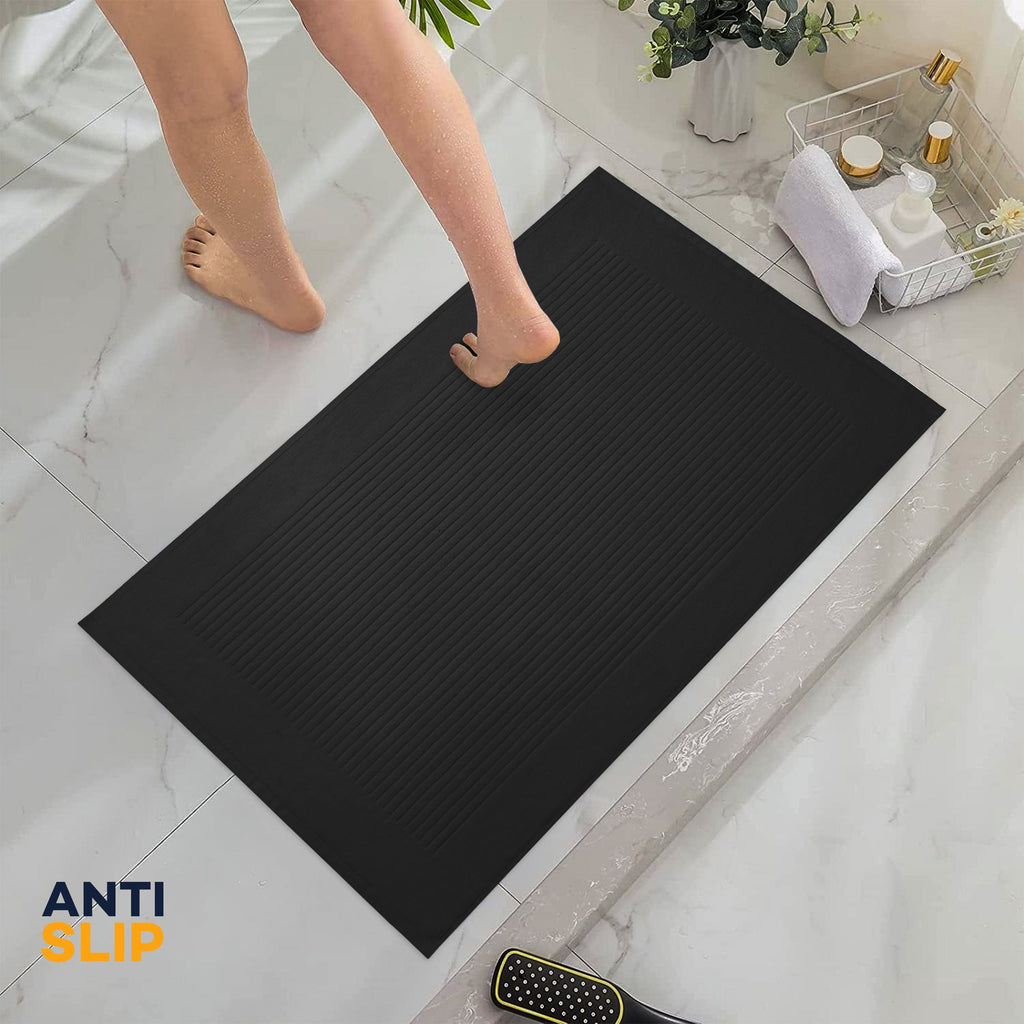 OLIVIA ROCCO Monaco 2 Piece Bath Mat Set – 100% Cotton Non-Slip Absorbent