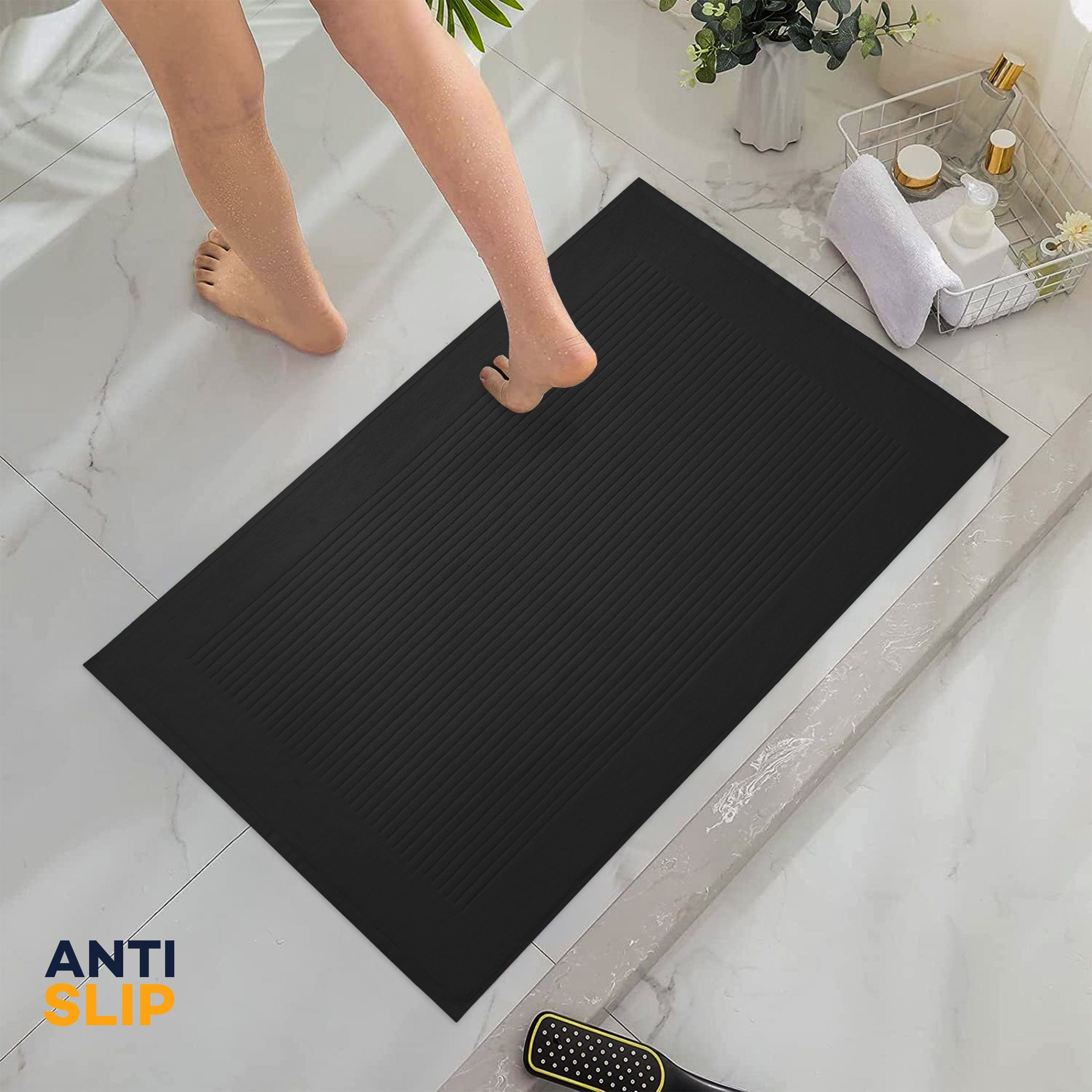 OLIVIA ROCCO Monaco 2 Piece Bath Mat Set – 100% Cotton Non-Slip Absorbent