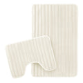 OLIVIA ROCCO 2 Piece Ribbed Bath Mat Set – Non-Slip Absorbent Cream Mats