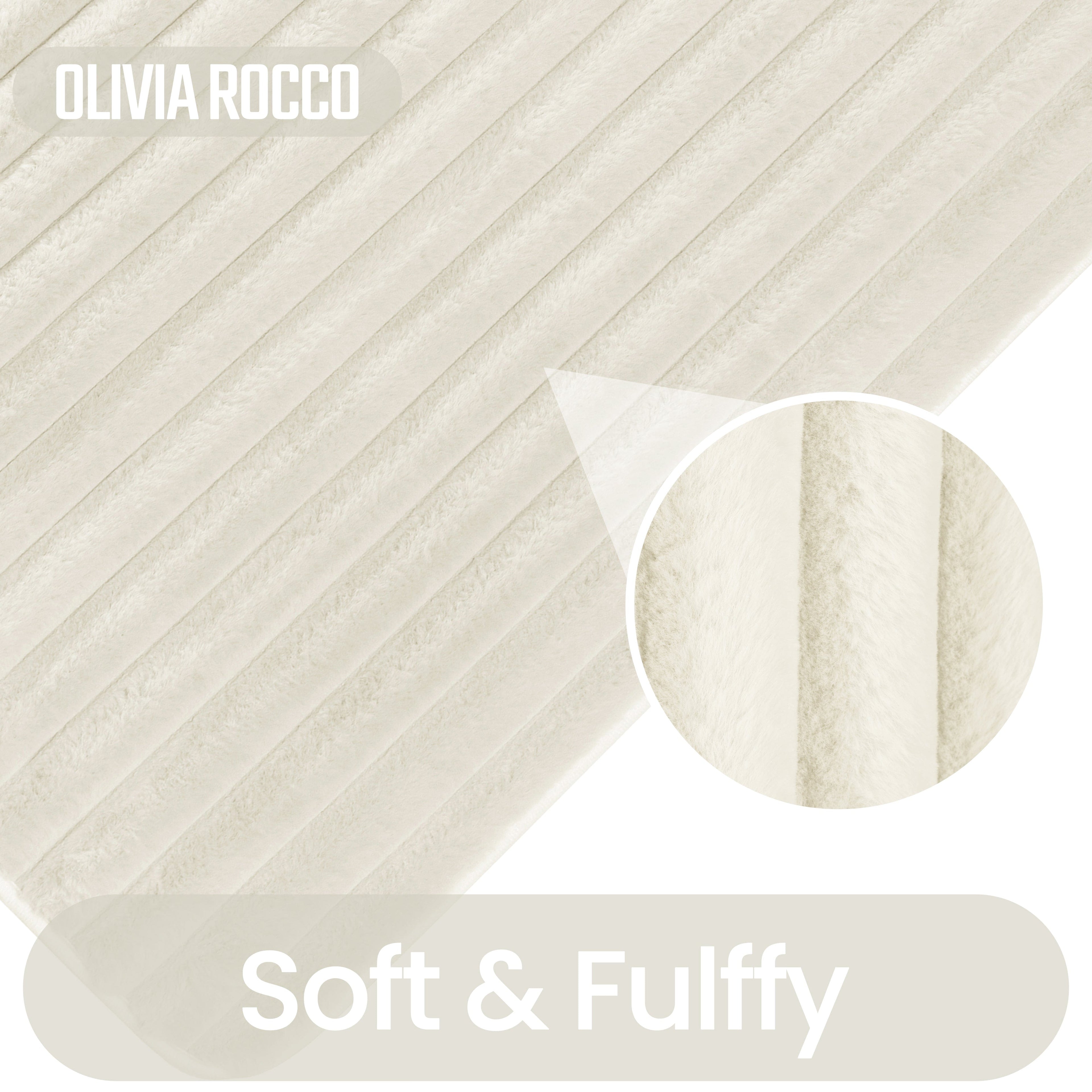 OLIVIA ROCCO 2 Piece Ribbed Bath Mat Set – Non-Slip Absorbent Cream Mats