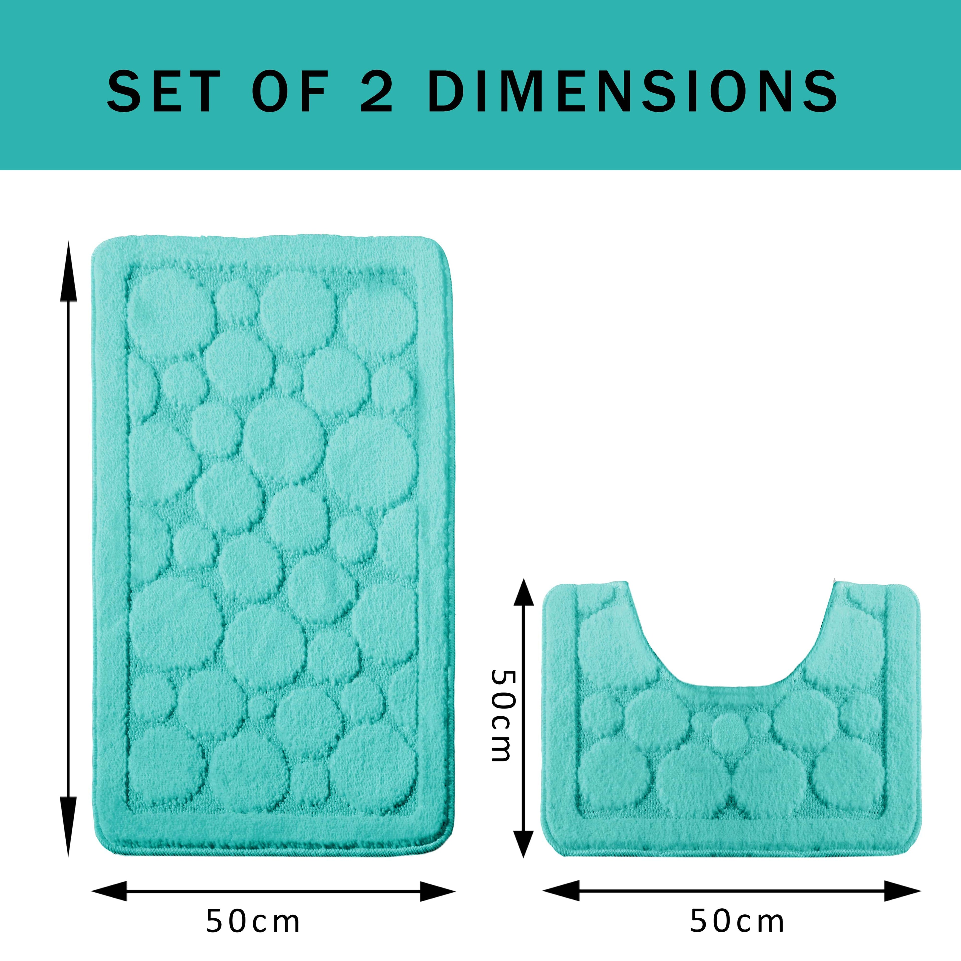 OLIVIA ROCCO Cali Bubbles 2 Piece Bath Mat Set – Non-Slip Duck Egg