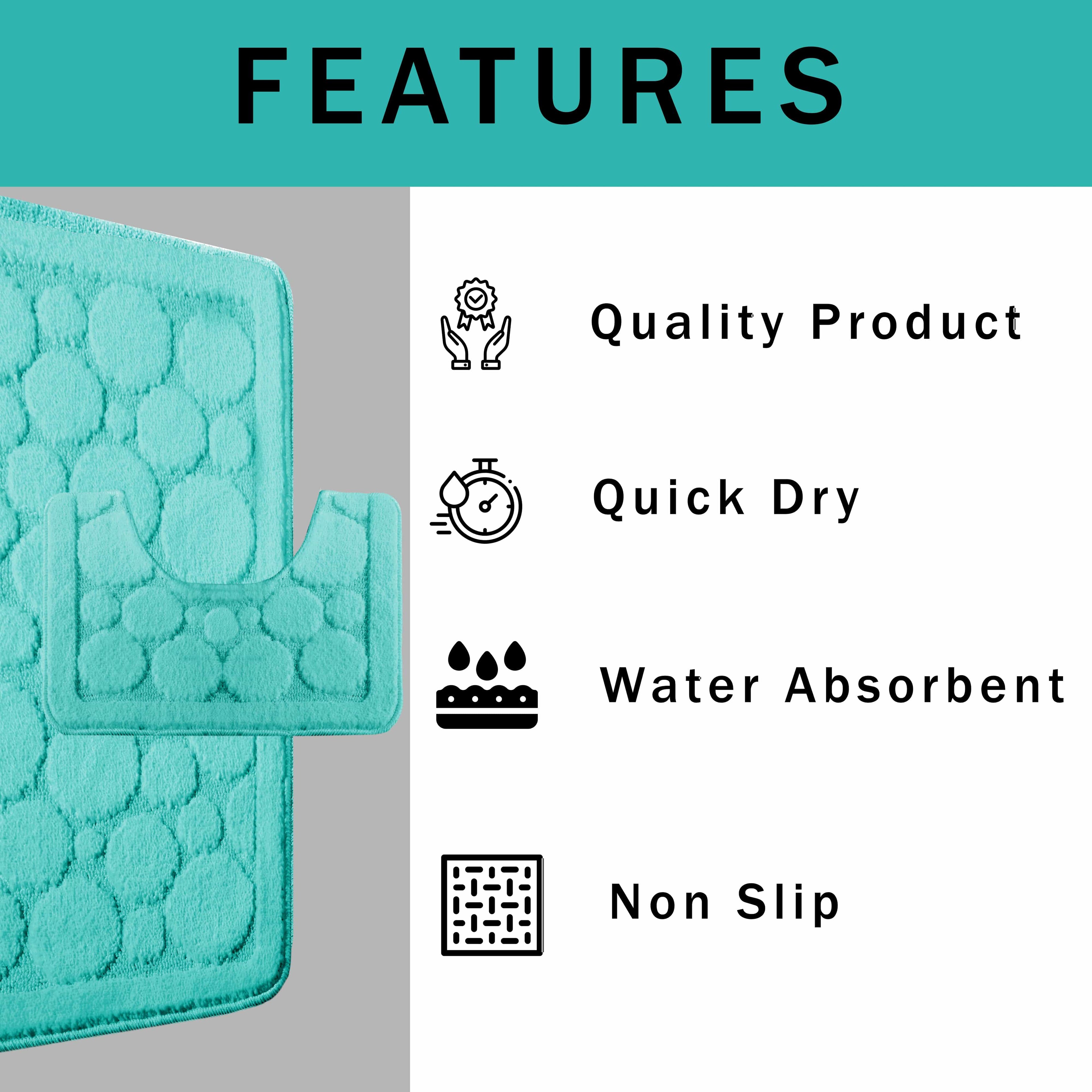 OLIVIA ROCCO Cali Bubbles 2 Piece Bath Mat Set – Non-Slip Duck Egg