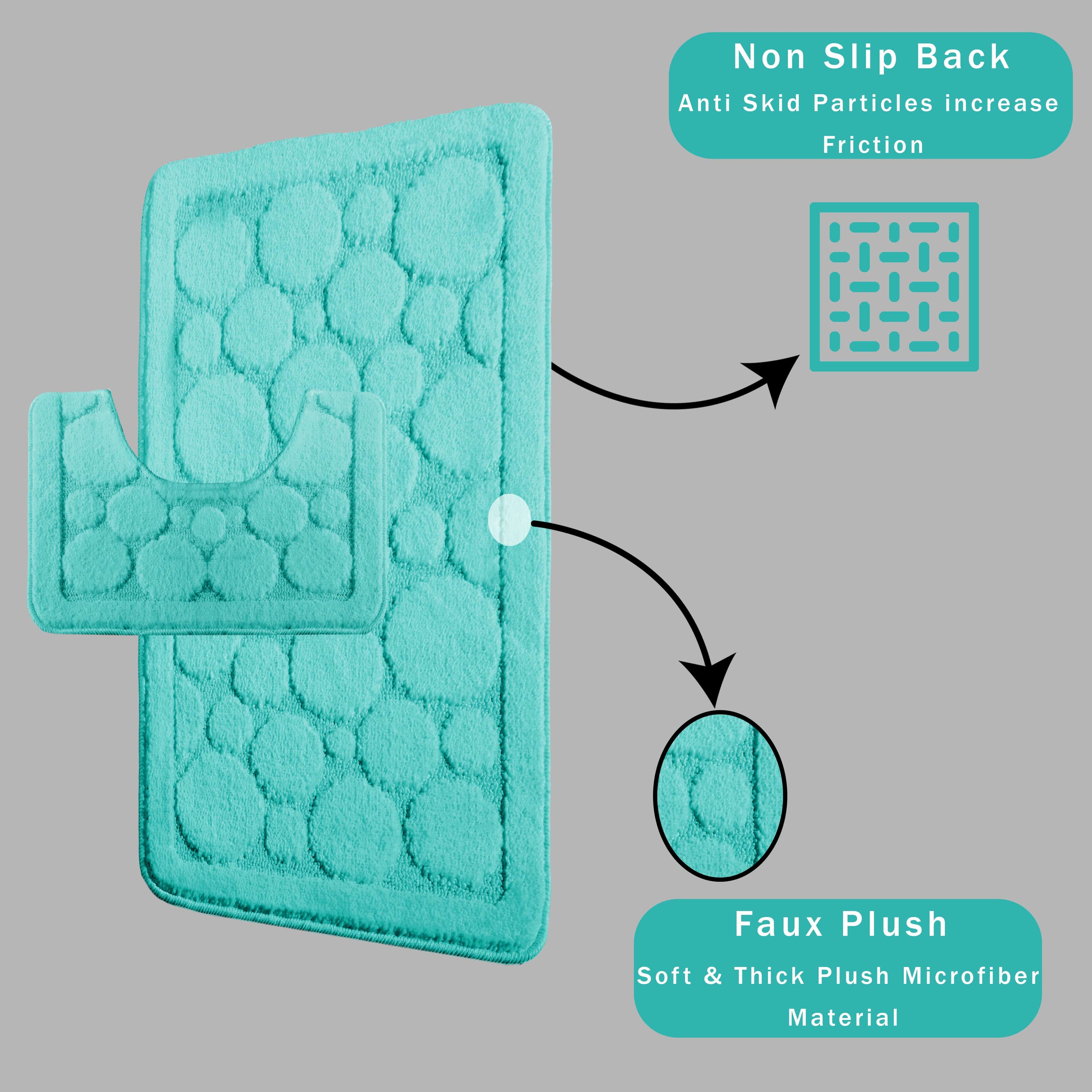 OLIVIA ROCCO Cali Bubbles 2 Piece Bath Mat Set – Non-Slip Duck Egg
