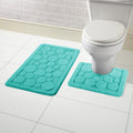 OLIVIA ROCCO Cali Bubbles 2 Piece Bath Mat Set – Non-Slip Duck Egg