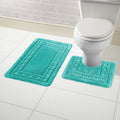 OLIVIA ROCCO 2 Piece Bath Mat and Pedestal Set – Non-Slip Duck Egg