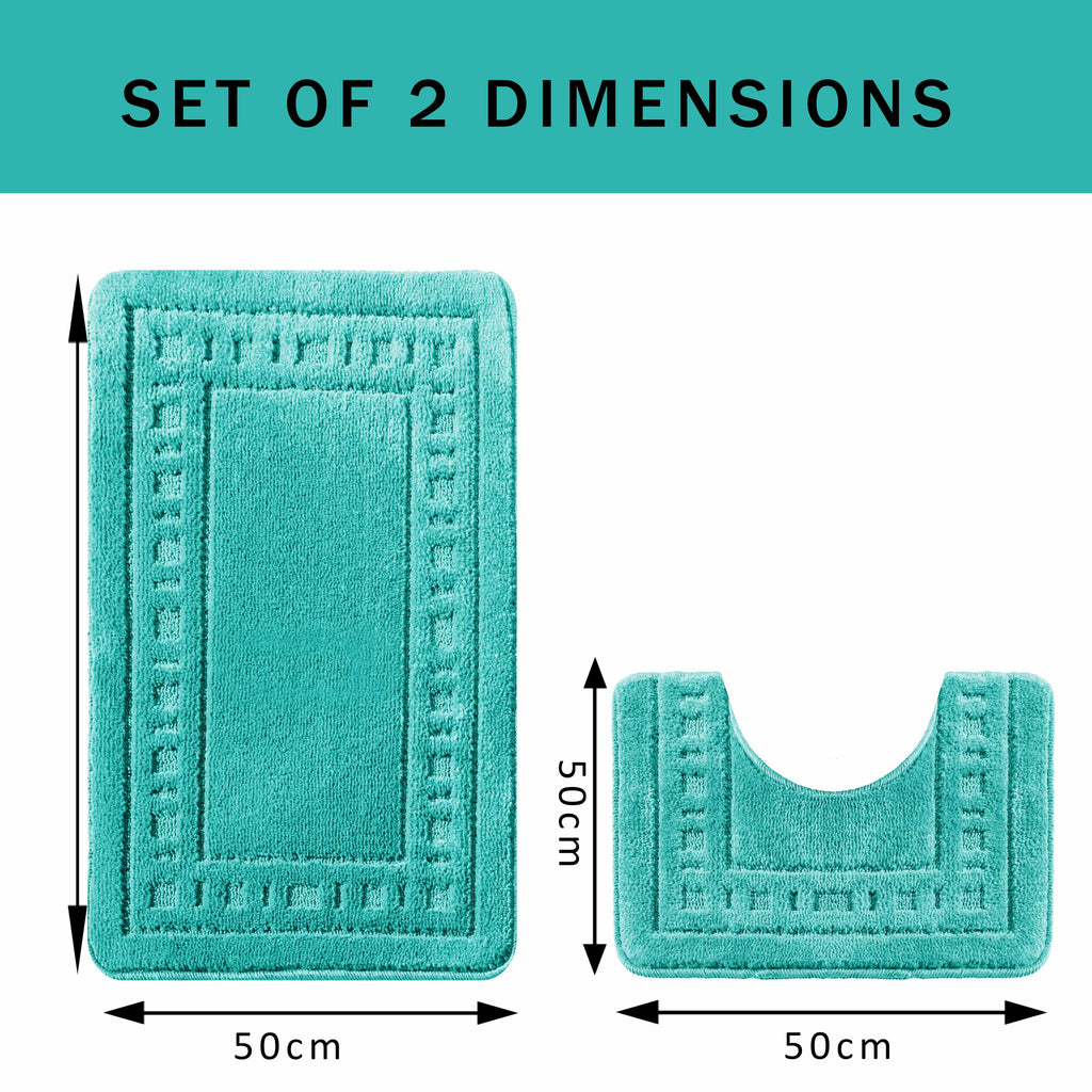 OLIVIA ROCCO 2 Piece Bath Mat and Pedestal Set – Non-Slip Duck Egg