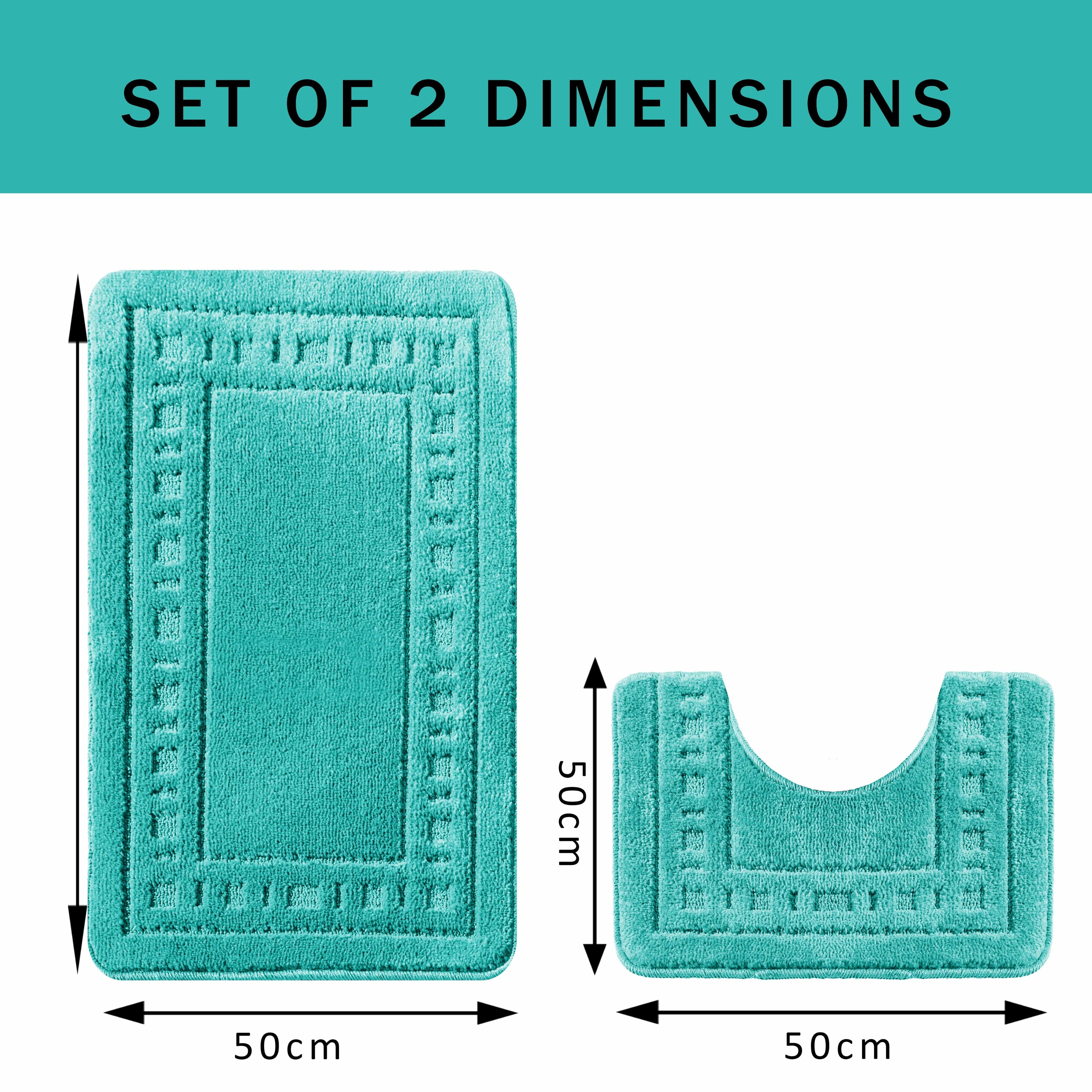 OLIVIA ROCCO 2 Piece Bath Mat and Pedestal Set – Non-Slip Duck Egg