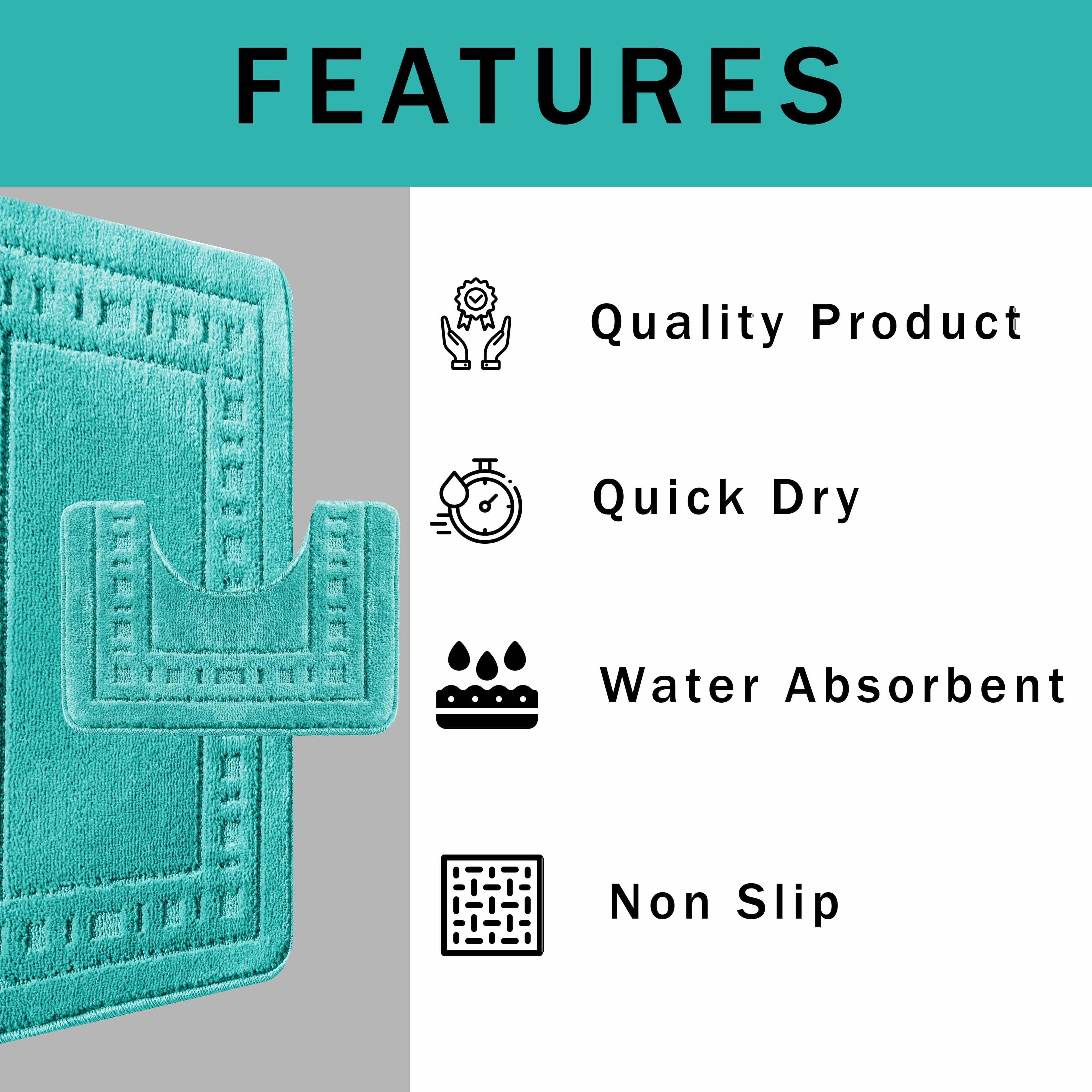 OLIVIA ROCCO 2 Piece Bath Mat and Pedestal Set – Non-Slip Duck Egg