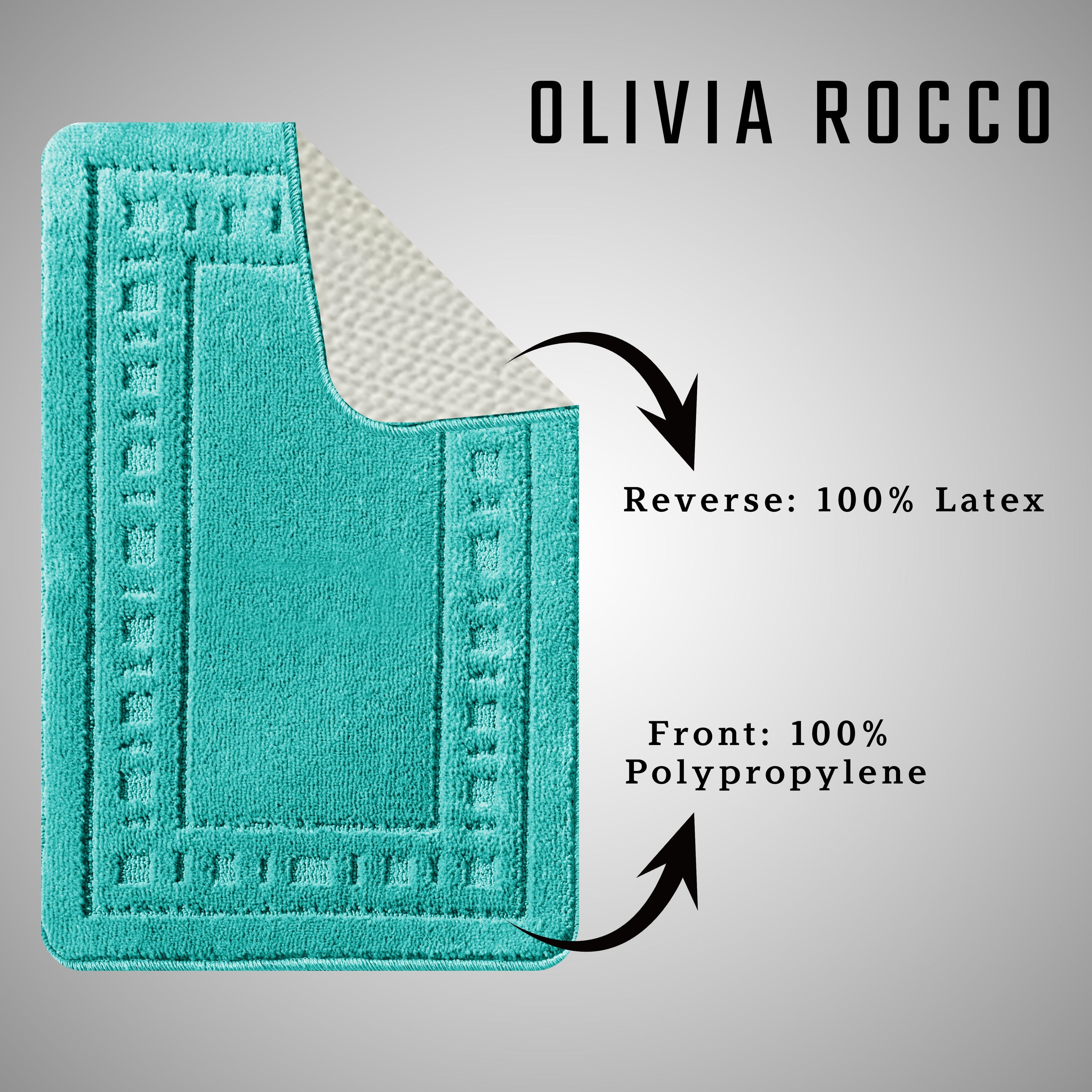 OLIVIA ROCCO 2 Piece Bath Mat and Pedestal Set – Non-Slip Duck Egg