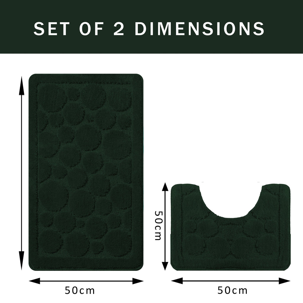 OLIVIA ROCCO Cali Bubbles Bath Mat Set – Non-Slip 2 Piece Emerald Green