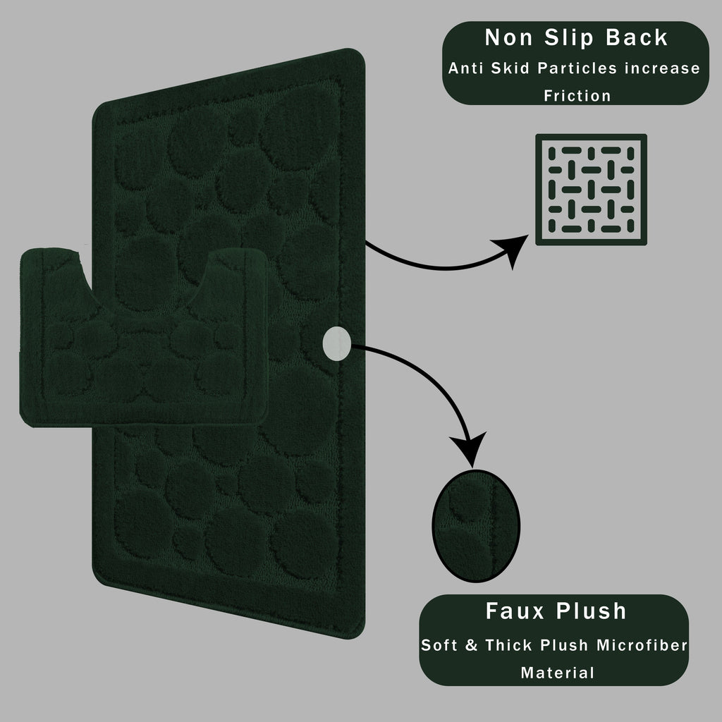 OLIVIA ROCCO Cali Bubbles Bath Mat Set – Non-Slip 2 Piece Emerald Green