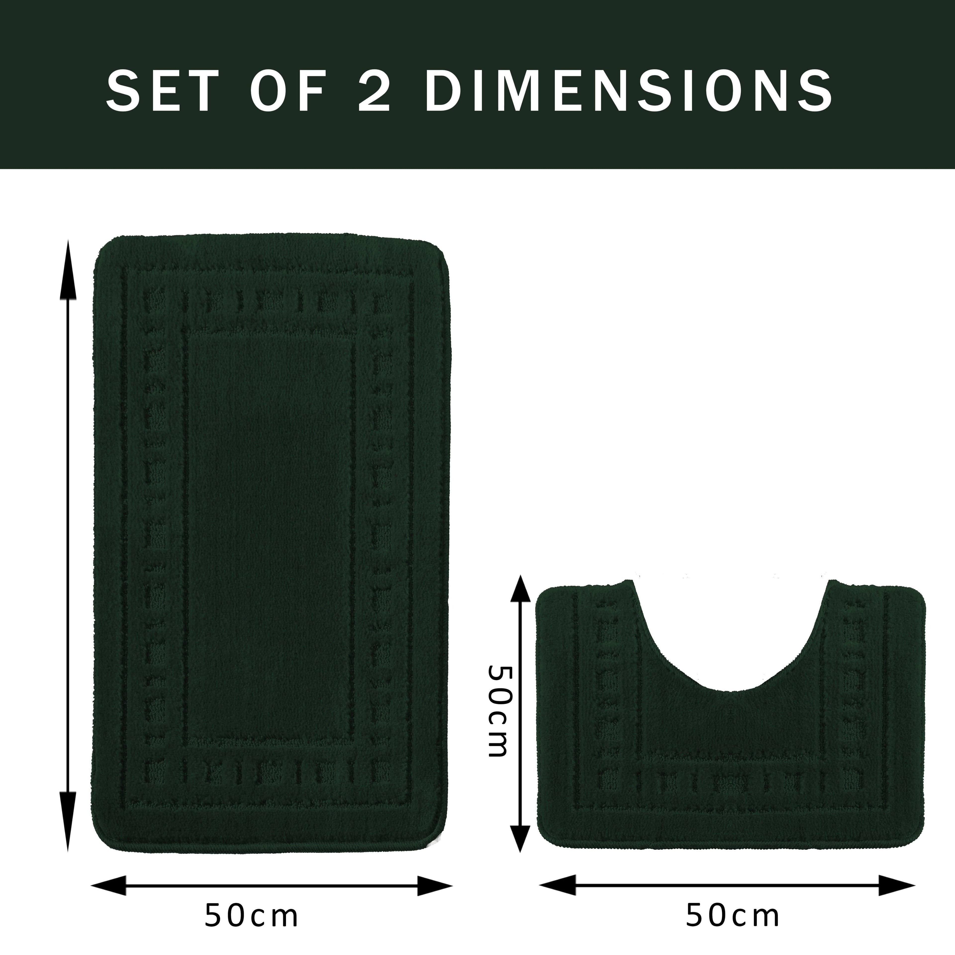 OLIVIA ROCCO 2 Piece Bath Mat and Pedestal Set – Non-Slip Emerald Green