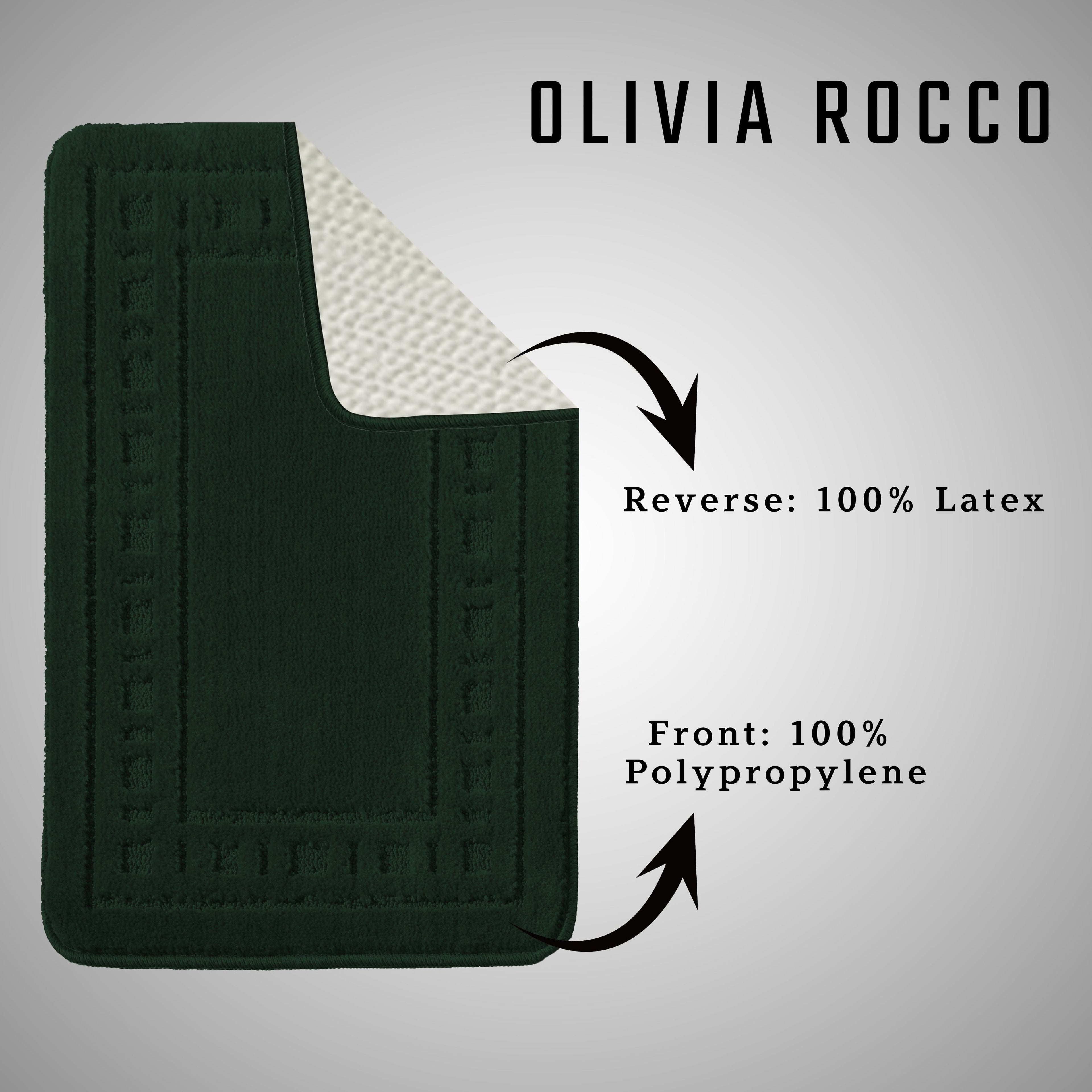OLIVIA ROCCO 2 Piece Bath Mat and Pedestal Set – Non-Slip Emerald Green