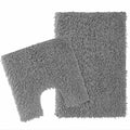 OLIVIA ROCCO Como 2 Piece Bath Mat Set – Grey Non-Slip Cotton Bathroom Mats