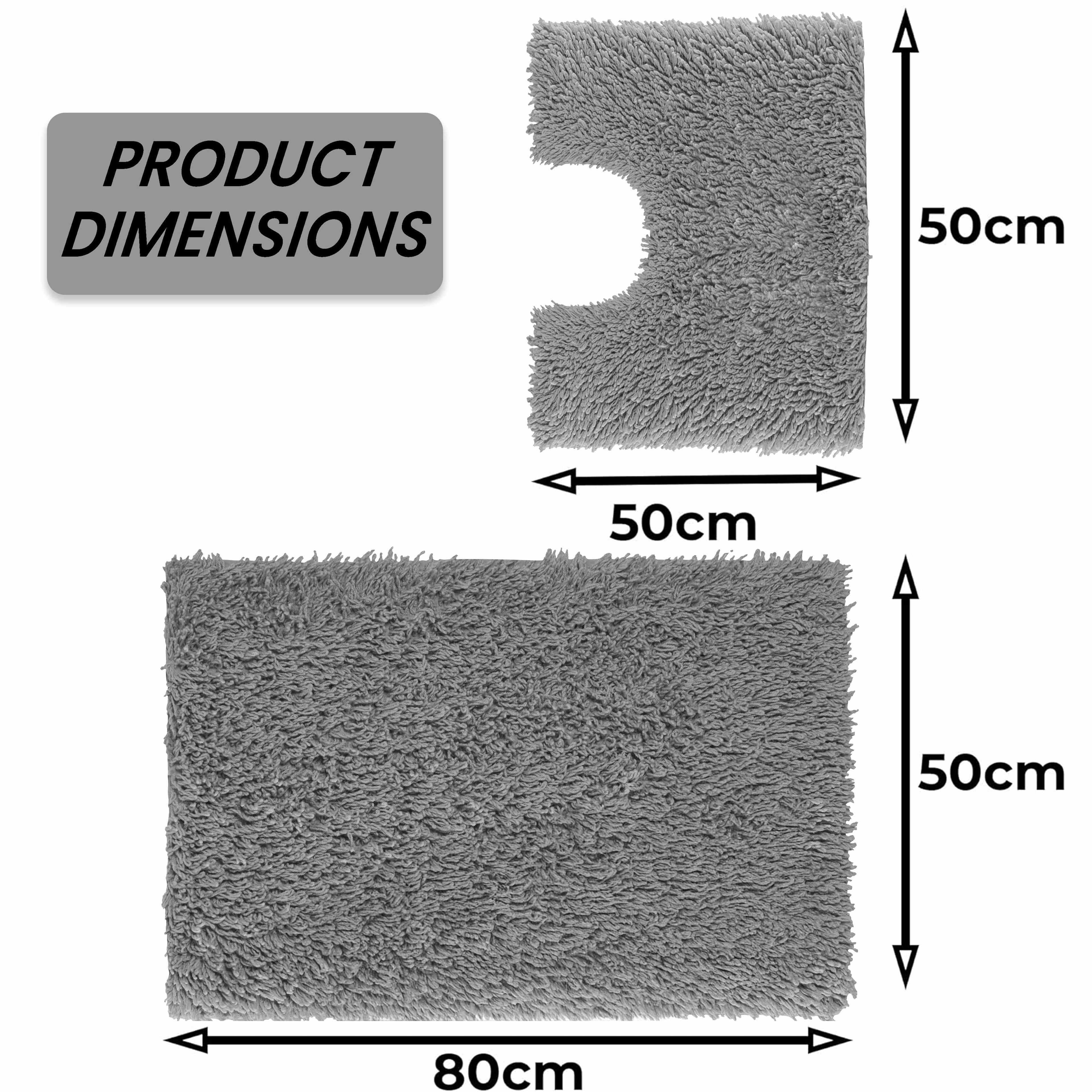 OLIVIA ROCCO Como 2 Piece Bath Mat Set – Grey Non-Slip Cotton Bathroom Mats