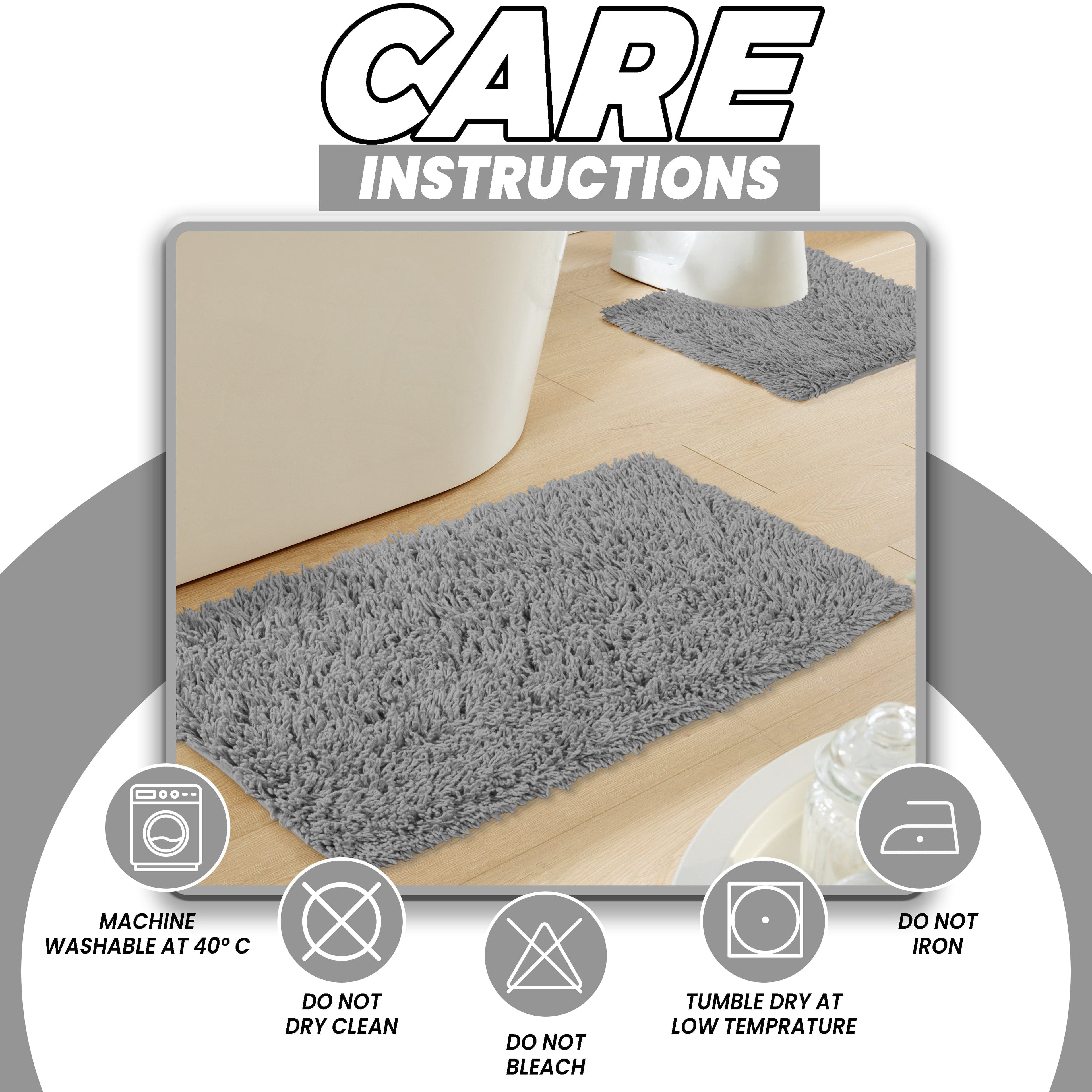 OLIVIA ROCCO Como 2 Piece Bath Mat Set – Grey Non-Slip Cotton Bathroom Mats