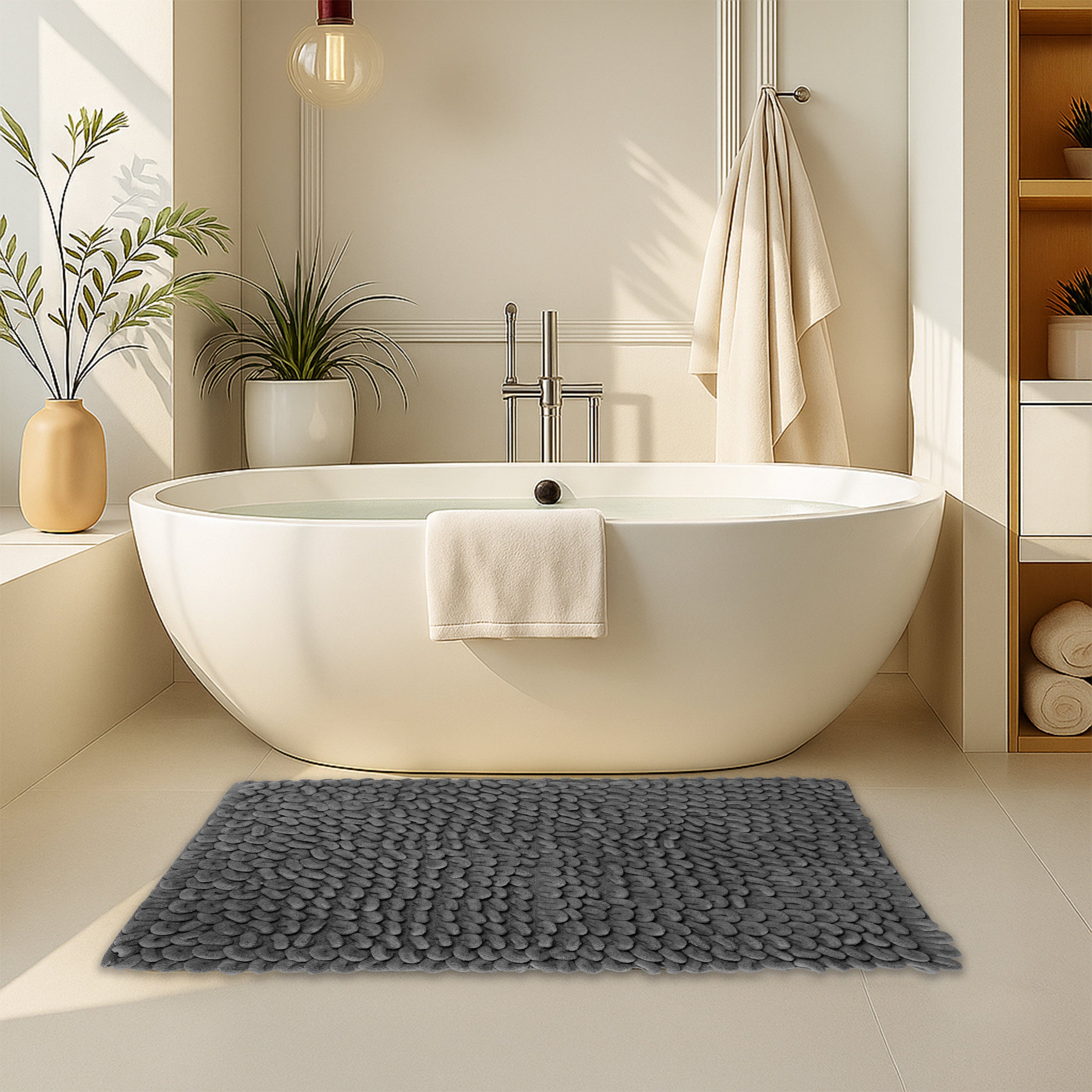 OLIVIA ROCCO Jumbo Loop Bath Mat – Non Slip Absorbent Plush Cotton Rug
