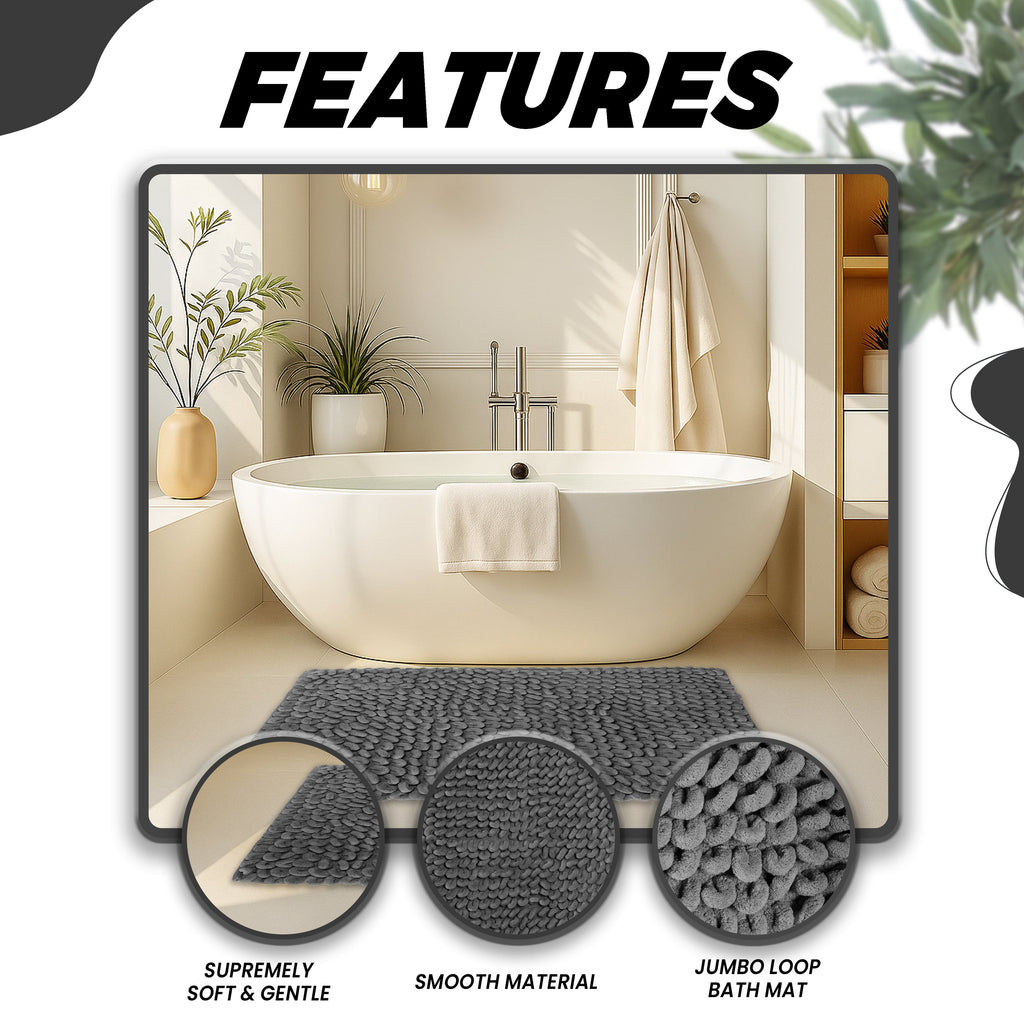 OLIVIA ROCCO Jumbo Loop Bath Mat – Non Slip Absorbent Plush Cotton Rug